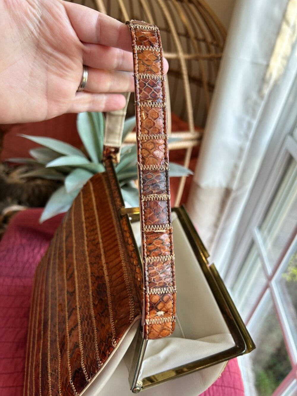 Vintage snake and lizard skin handbag (late 60's style) - Picture 11 of 14